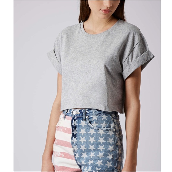 Topshop Tops - Topshop Roll Back Crop Tee